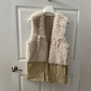 Ramy Brook Beige Genuine Lamb Shearling Fur Vest S/P